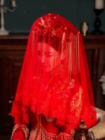 Красная красная невеста Хидзейн Сержируйте вуаль 2023