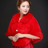 Осенняя накидка для невесты, красное ципао, шерстяное удерживающее тепло свадебное платье, большой размер