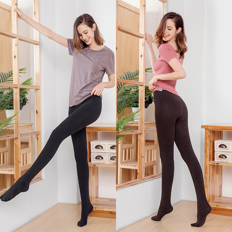 2020 vertical stripe inner pants Spring and autumn thin velvet inner tights Autumn dark gray light gray regular pants