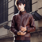 Áo khoác mùa xuân mùa thu mới của Hàn Quốc phiên bản của cơ thể kiểu vải da đầu máy bình thường đẹp trai pu áo khoác da áo khoác nam