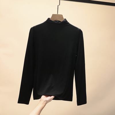 莫代尔半高领打底衫女秋冬