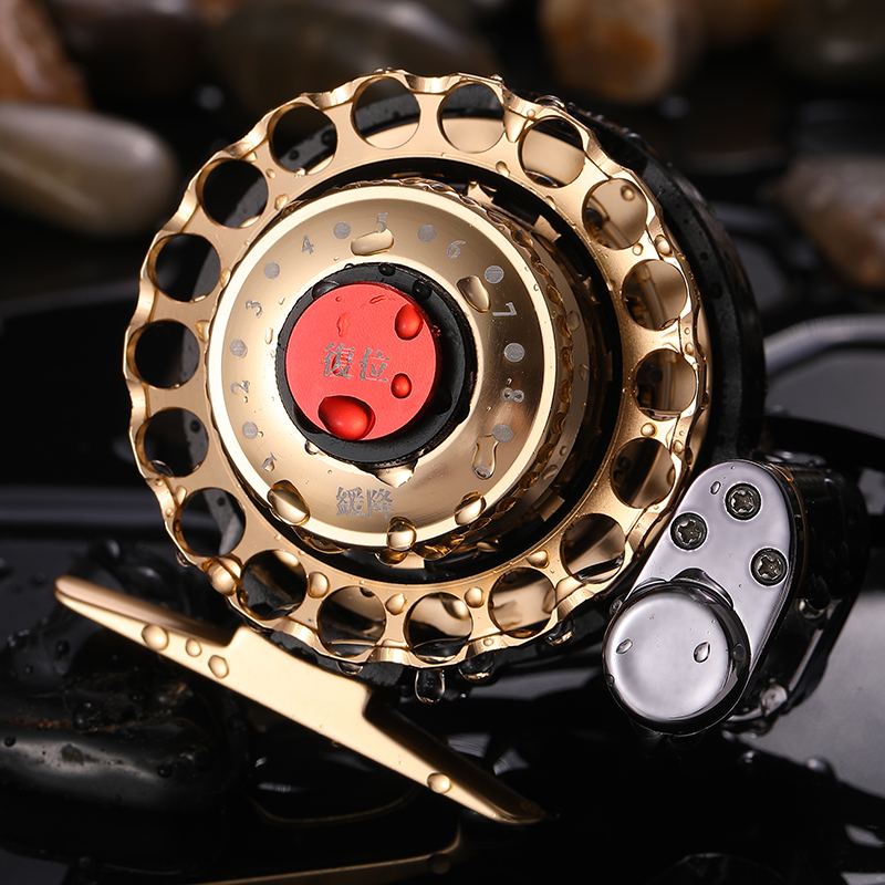 Special price gold elephant magnetic force slow down automatic line raft rod wheel metal raft wheel valve felling wheel with discharge micro lead wheel