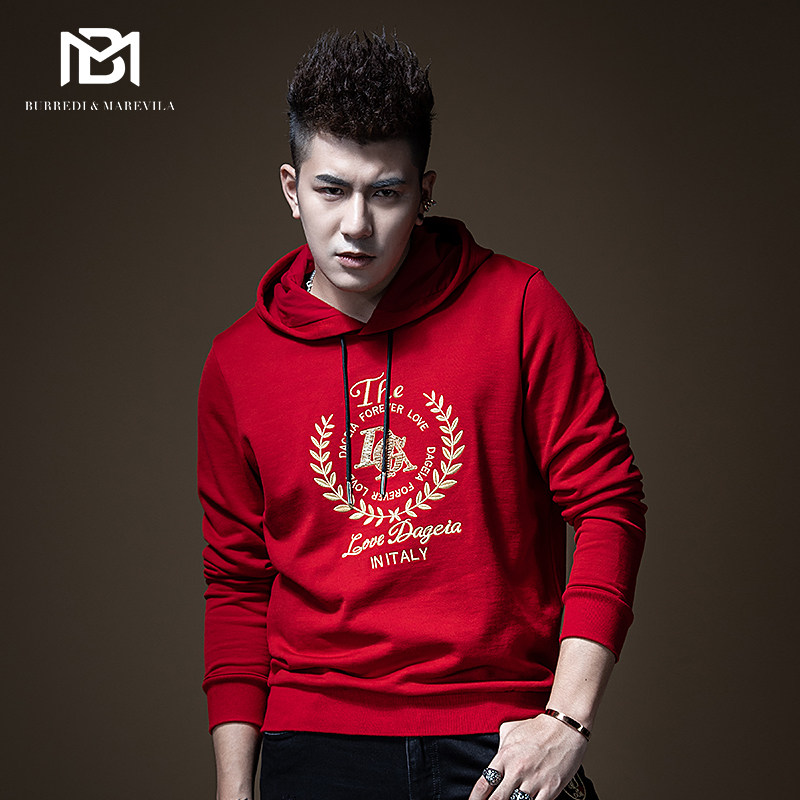 BM Men's Lianhood Sports Shirt Men's Ins Hong Kong Hip Hop Loose Letter Nails Beads Embroidery Pure Color Long Sleeve Jacket