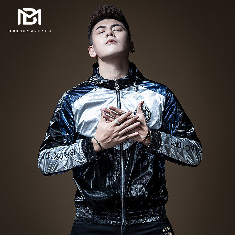 BM Men's Function Collision Color Bright Face Pilot Jacket Jacket Man Trends Signs European and American Street Lianhood Hull Harbor Wind