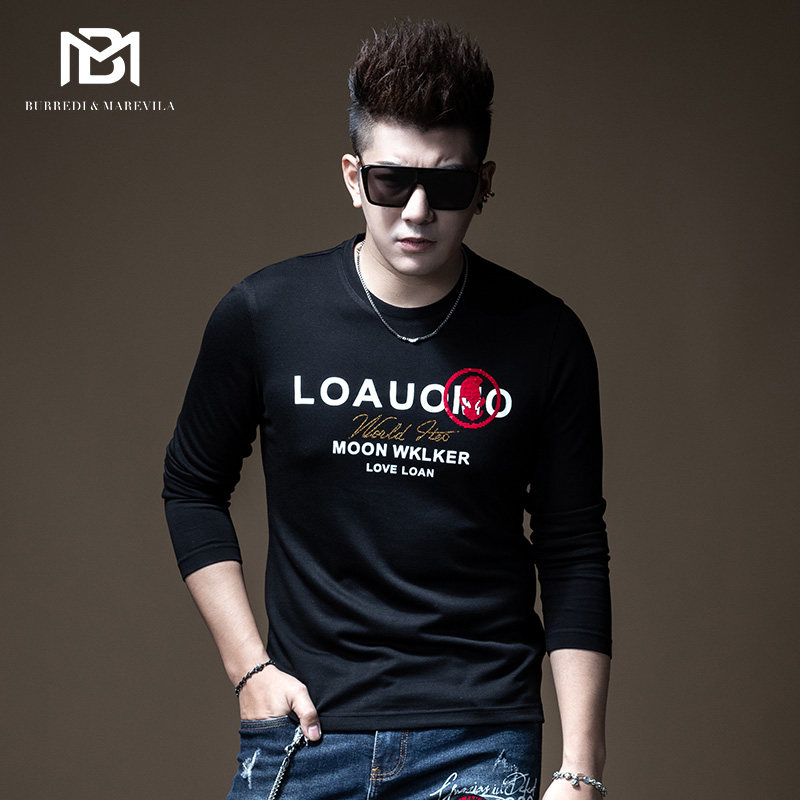 BM Men's Alien Printing Drilling Long Sleeve T-shirt Men's Tide Han Edition Tailored Harbor Harbor