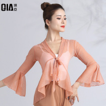 Qiya classical dance practice clothes female elegant body rhyme gauze costume performance trumpet sleeve small cardigan Chinese dance performance clothing