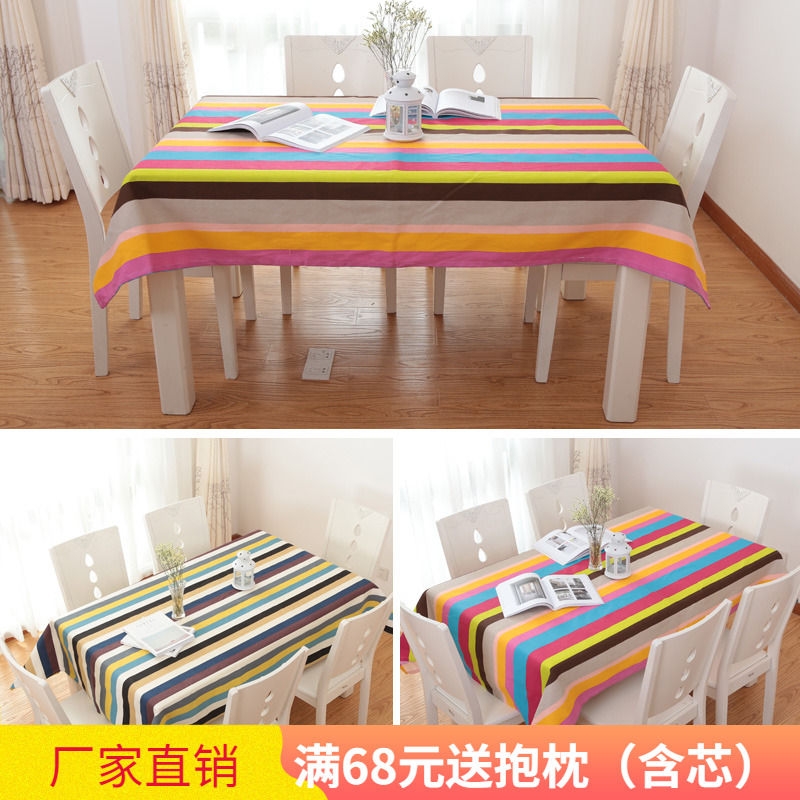 Mediterranean style Modern canvas Striped tablecloth European pastoral fabric Table cloth Table mat tablecloth Coffee table cover cloth
