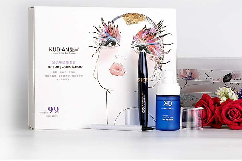 Mascara kẻ mắt mát mẻ làm sạch nước thiết lập không thấm nước trang điểm mắt không thấm mồ hôi không bắt đầu nở hoa nữ màu đỏ son hàn quốc đẹp