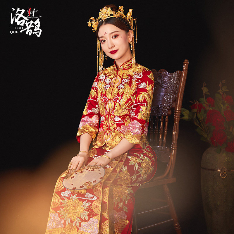 Xiuhe clothing 2021 new wedding bride Longfeng hanging winter Chinese wedding dress show kimono toast Xiuhe female