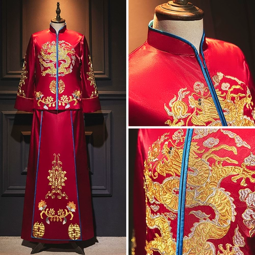 Мужчины Xiuhe Service 2020 Новые китайские замужние мужчины мужчины Xiuhe's Costume's Dragon и Phoenix Gine Gold