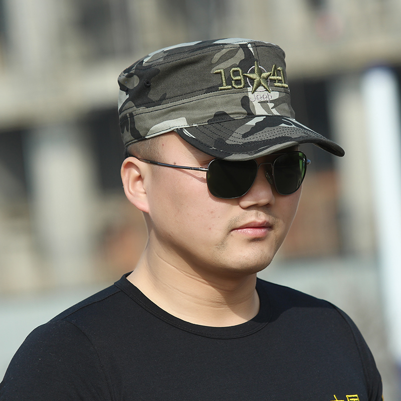 Outdoor army fan duck tongue flat top hat mountaineering camping black gray hat wear-resistant breathable fishing visor
