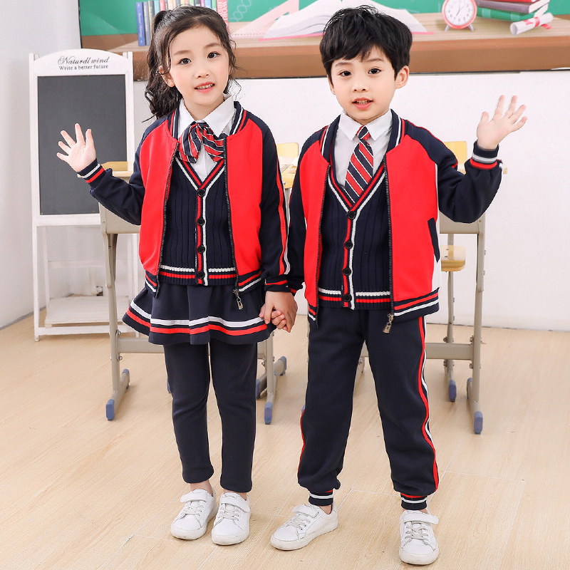 School Uniform Suit Elementary School Students Class Clothes Kindergarten Garden Clothing Spring Autumn Clothing Three Sets Children Entrance Photos Clothes Inglust Style