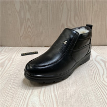 Clearance processing 19 Winter new leather mens shoes in wool warm leisure round head middle-aged and elderly high-end dad shoes