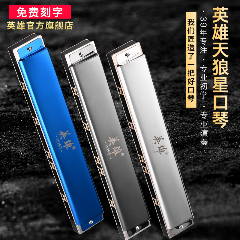 Hero 28-hole polyphonic C-tone harmonica senior high school teaching aids Adult professional playing male and female musical instruments