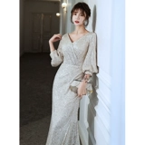 Вечернее платье, демисезонное платье подружки невесты, блестки для ногтей, юбка, лонгслив, коллекция 2021