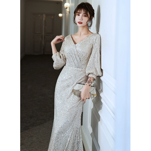 Вечернее платье, демисезонное платье подружки невесты, блестки для ногтей, юбка, лонгслив, коллекция 2021