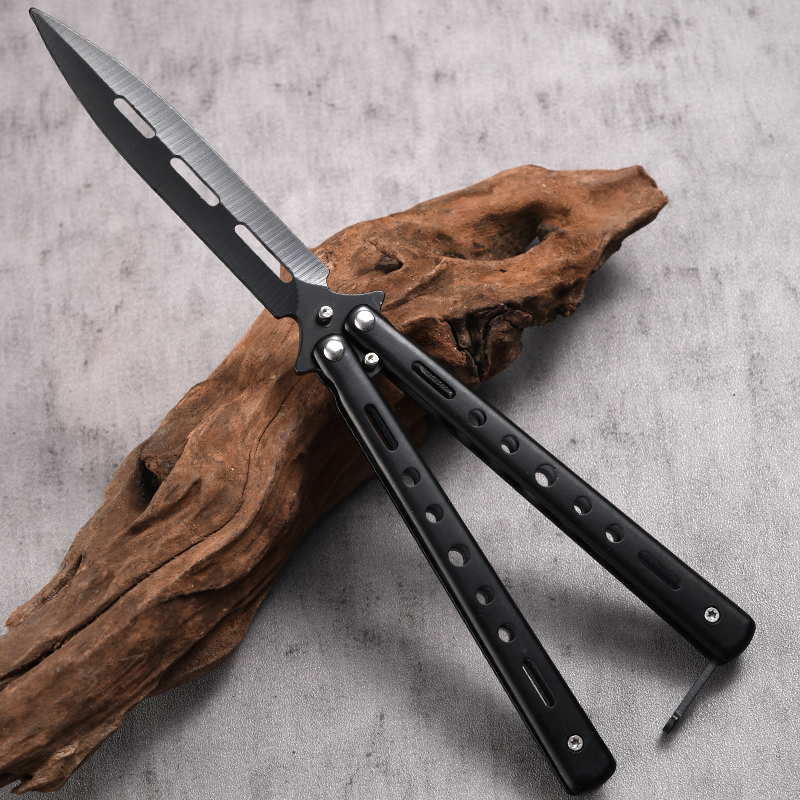 Butterfly Knife Csgo Folding Knife Unopened Blades Practice Anti-Body Thrower Toy Knife All-steel Flower Style Training Burnt Butterfly Knife-Taobao