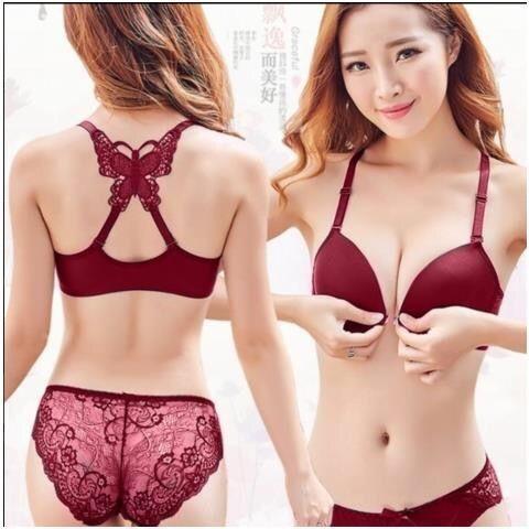 (One-piece set) bướm trước khóa sắc đẹp lại tụ tập phụ nữ áo ngực đồ lót cảm thấy nhỏ điều chỉnh ngực áo ngực.