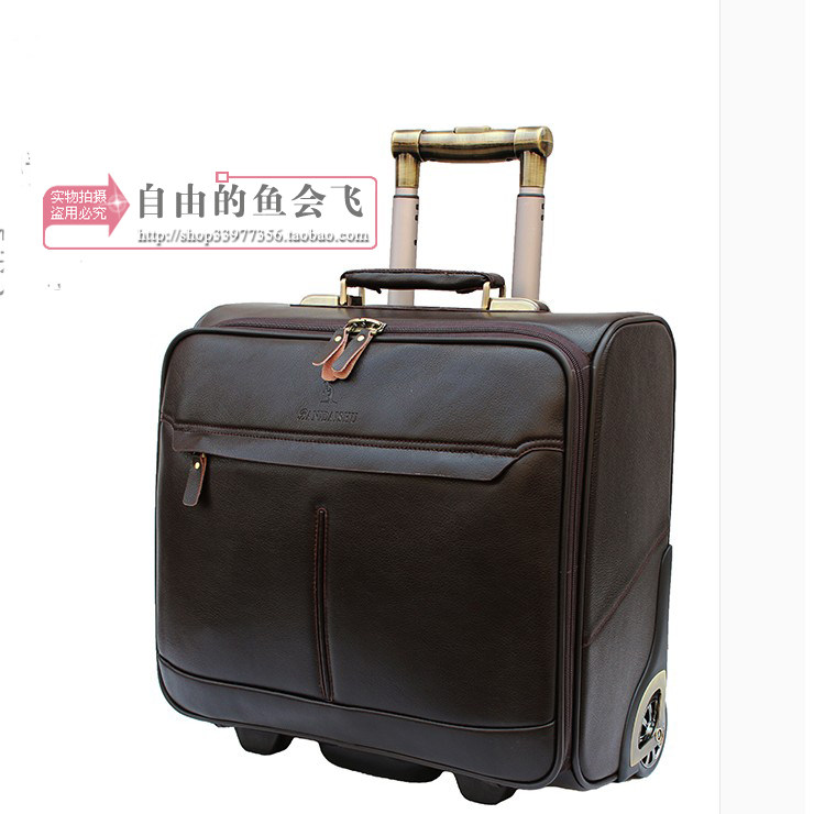 Business Genuine Leather Large Capacity Suitcase Bull Leather Men And Women Wheels Pull-Lever Case 16 Inch Suitcase SUITCASE AIR BOX