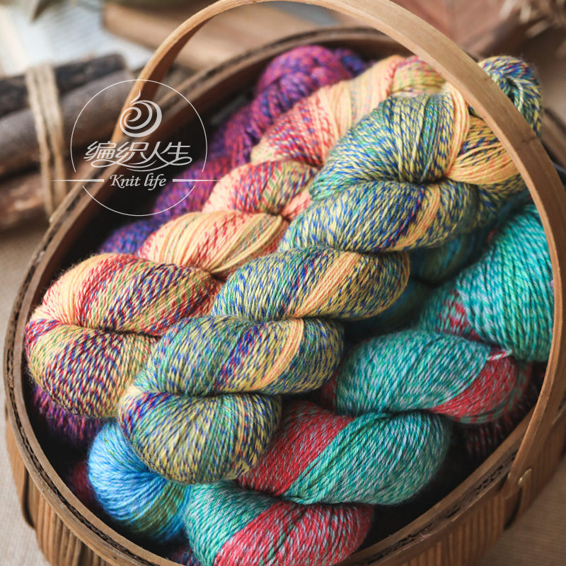 (Clouds)Autumn new vintage long dyed wool yarn twisted hand-woven medium coarse wool shawl line weaving life