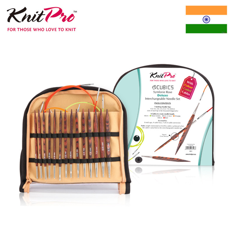 KnitPro 25613 detachable cube ring needle suit wooden approach diy stick needle weaving tool