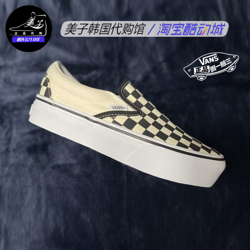 Vans Slip-On Black and White Classic Checkerboard Pattern Thick-Soled Slip-On Shoes Vn00018Ebww in Stock