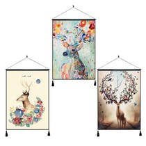 Nordic elk fabric tapestry ins Cotton and linen hanging painting Living room bedroom bedside decorative tapestry Meter box occlusion cloth