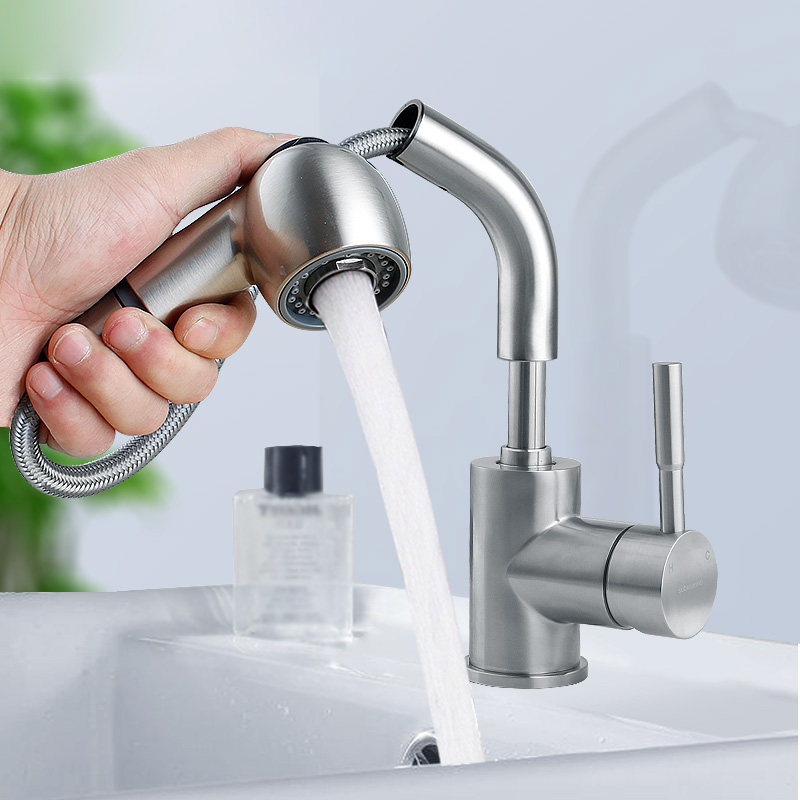 Submarine pull-type faucet touch washbasin table basin telescopic faucet bathroom hot and cold touch faucet