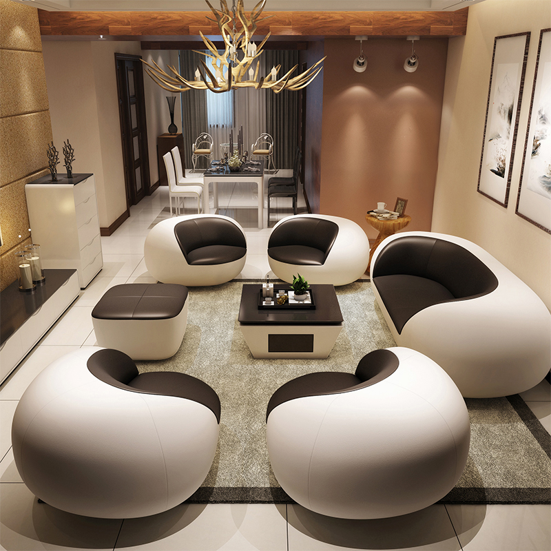 Minimalist real leather sofa Leisure office Modern personality Composition Business Guests creative whole Living Room Leather Sofas