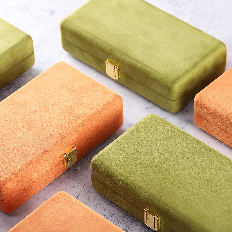 Jintolae jewelry box European high-grade super fiber metal buckle ring pendant necklace jewelry storage box