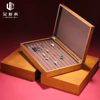 New white wood jewelry display box Chinese style solid wood ring ring box ear needle necklace bracelet storage box jewelry box