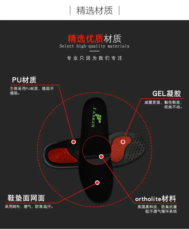 Buồm người thể thao lót nam mồ hôi khử mùi mùa hè hấp thụ sốc chạy bóng rổ thở hỗ trợ cầu lông stretch mat nữ lót giày siêu êm