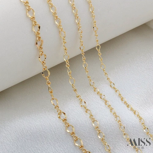 Покрытая 14-каратным золотом 8-значная цепочка, плоская О-образная витая О-образная свободная цепочка, ожерелье для рук, аксессуары, ювелирный материал