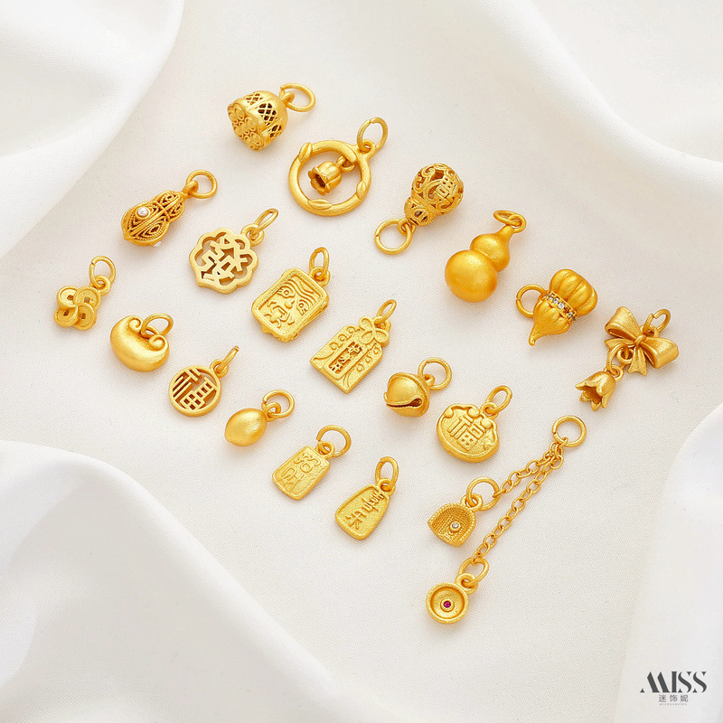 Vietnamese Sand Gold Color-Preserving Peace and Happiness Wishful Gourd Bell Golden Egg Pendant DIY Bracelet Necklace Charm Accessories