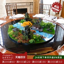 Hotel table flower high-end new Chinese round table decoration decoration creative middle turntable landscape micro landscape