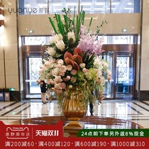 High-end hotel lobby simulation flower ornaments large Hall Atrium round desktop front desk Villa shopping mall decoration fake flowers