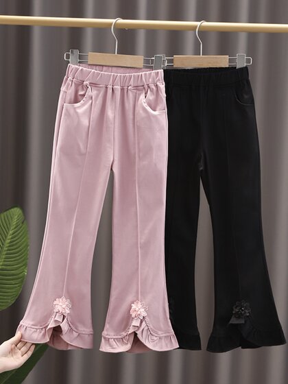 女童喇叭裤春秋款外穿童裤中大童休闲长裤春季儿童裤子春装薄潮