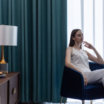 Nordic simple light luxury style high-end thick full shade cotton linen curtain living room bedroom curtain finished custom