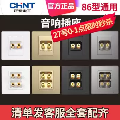 Zhengtai audio socket panel type 86 concealed audio power socket Speaker socket two-position wiring socket Audio