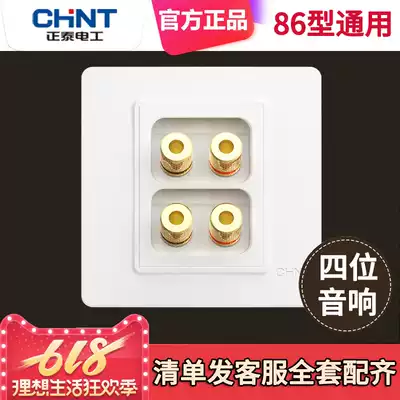 Chint audio socket panel Type 86 concealed audio power socket speaker socket four-position wiring socket audio