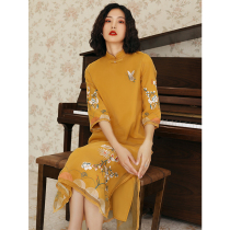 Young modified cheongsam dress 2021 New Chinese style temperament daily long retro Womens Wear
