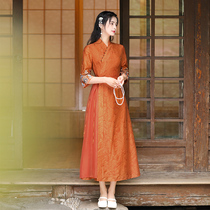 Hanfu improved dress female summer Chinese style retro self-cultivation temperament Republic of China style tea clothing female Zen Chinese style womens clothing