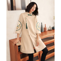 Cheongsam Chinese style Tang suit woolen coat coat 2021 autumn and winter Chinese women improved retro Republic of China wind coat women