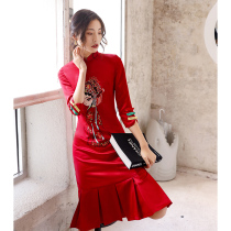 Chinese style improved cheongsam fishtail young girl 2020 Spring New Vintage Women National tide dress