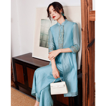 National style set two-piece retro Chinese style new cheongsam 2021 new cheongsam dress foreign-style mother dress