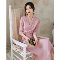Improved Hanfu Dress 2021 Summer New Chinese Style Tang Dress Cheongsam Embroidery Women Zen Retro Women
