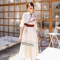 Embroidered Womens Tang Dress Chinese Style Modified Cheongsam Dress 2020 Retro Elegant Ethnic Style Hanfu Womens Clothing