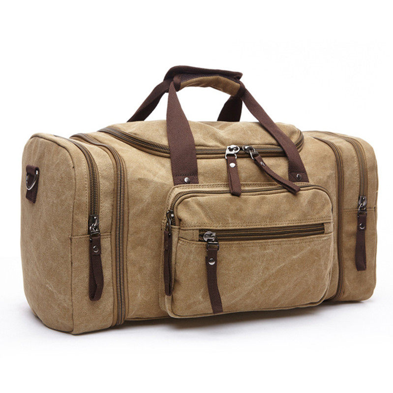 Thickened Canvas Large Capacity Hand Luggage Bag Short Travel Bag Men Business Trip Bag Expandable Luggage Bag