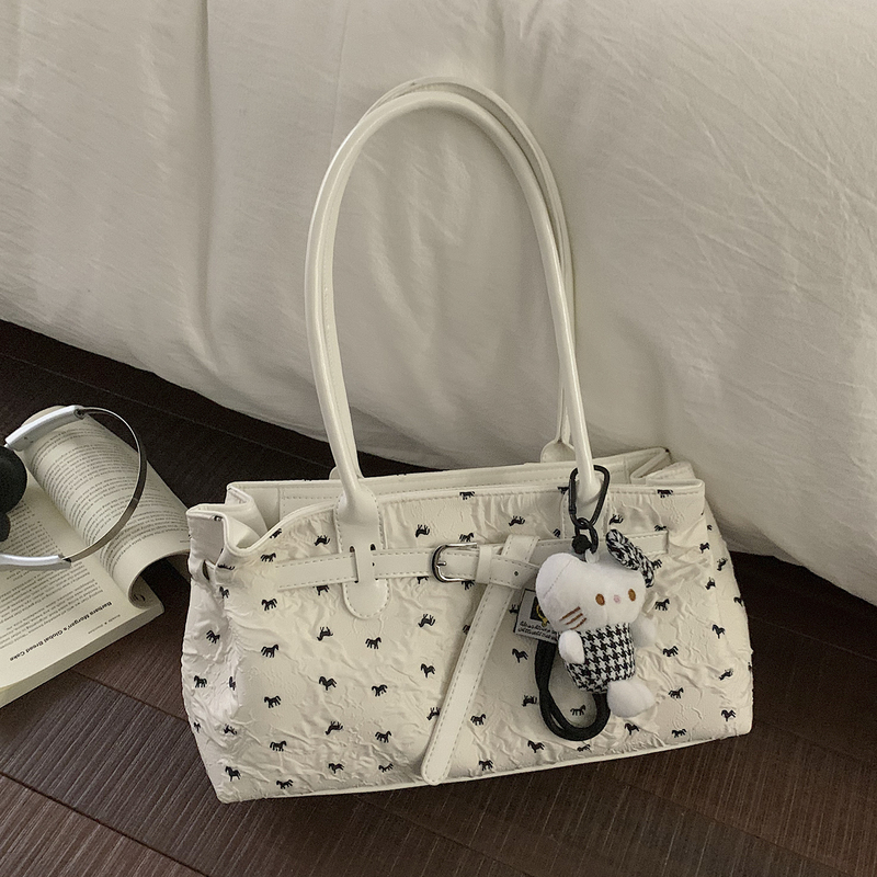 Korean-Style Ins Tote Bag for Women, 2026 New Model, Bowknot Handbag, Sweet Girl's Daily Outing Shoulder Underarm Bag