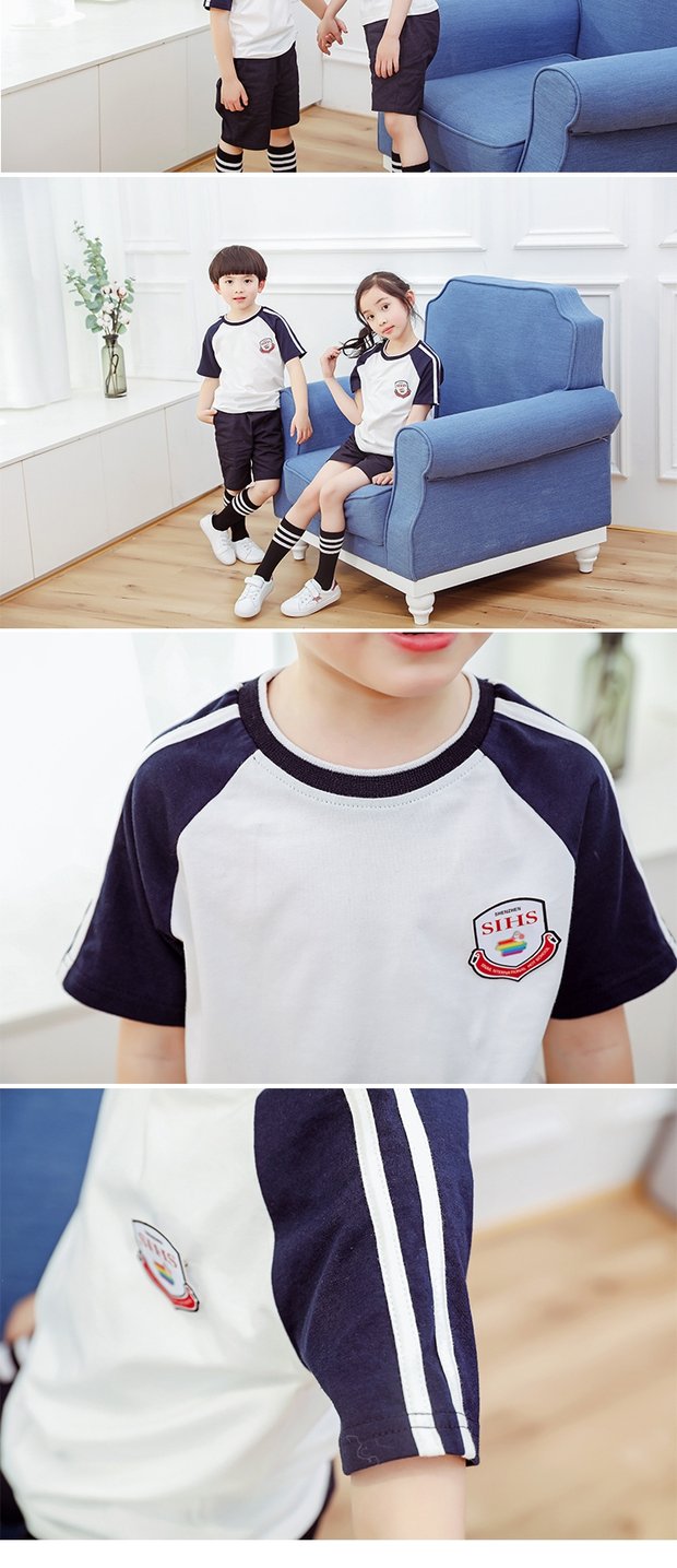 Quần áo mẫu giáo, học sinh tiểu học và trung học, đồng phục, đồng phục học sinh, cotton, đại học Anh, áo thun gió, thể thao tùy chỉnh, trang phục mùa hè quần áo đồng phục học sinh mùa hè